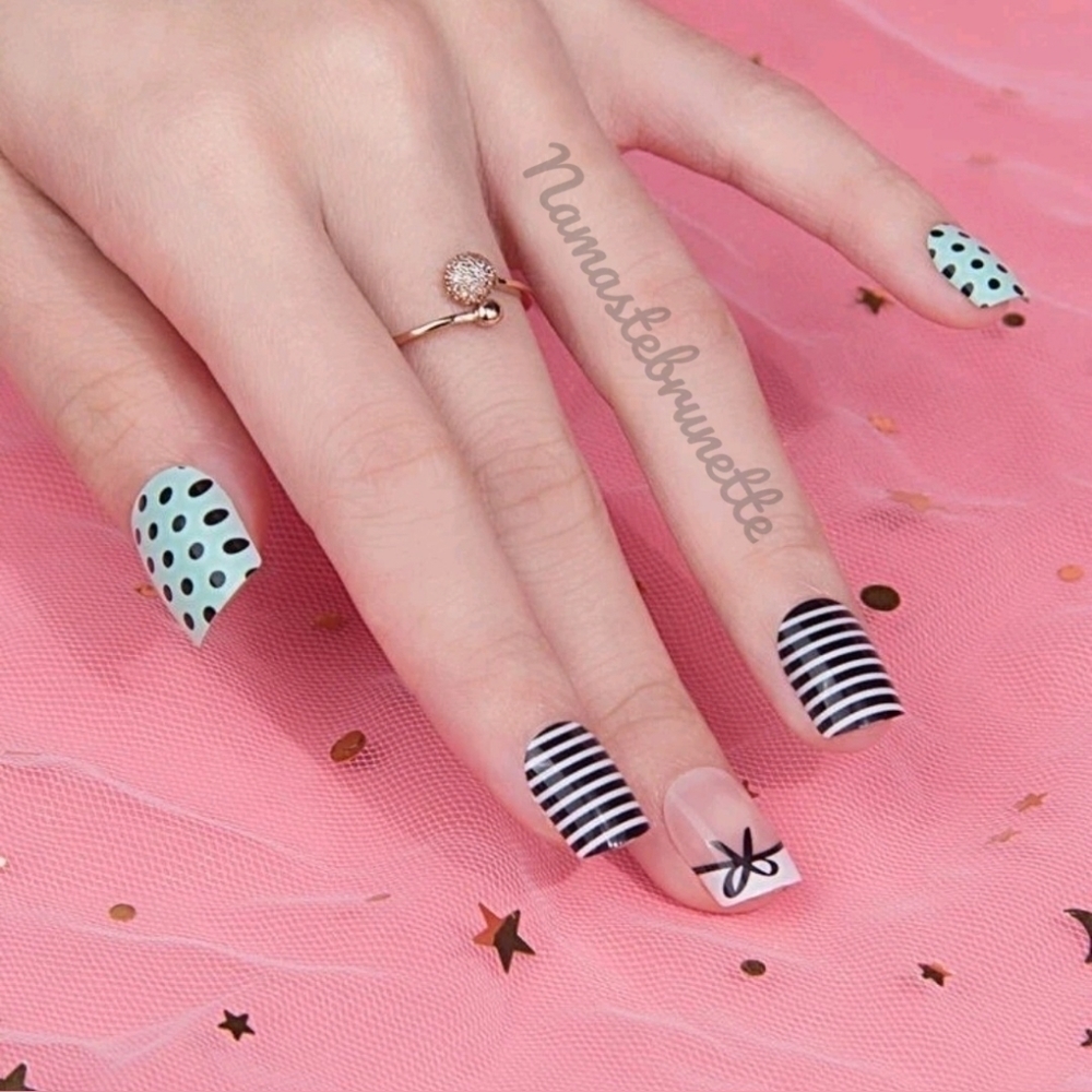 2/$16 Bow French Manicure  Press On Nails